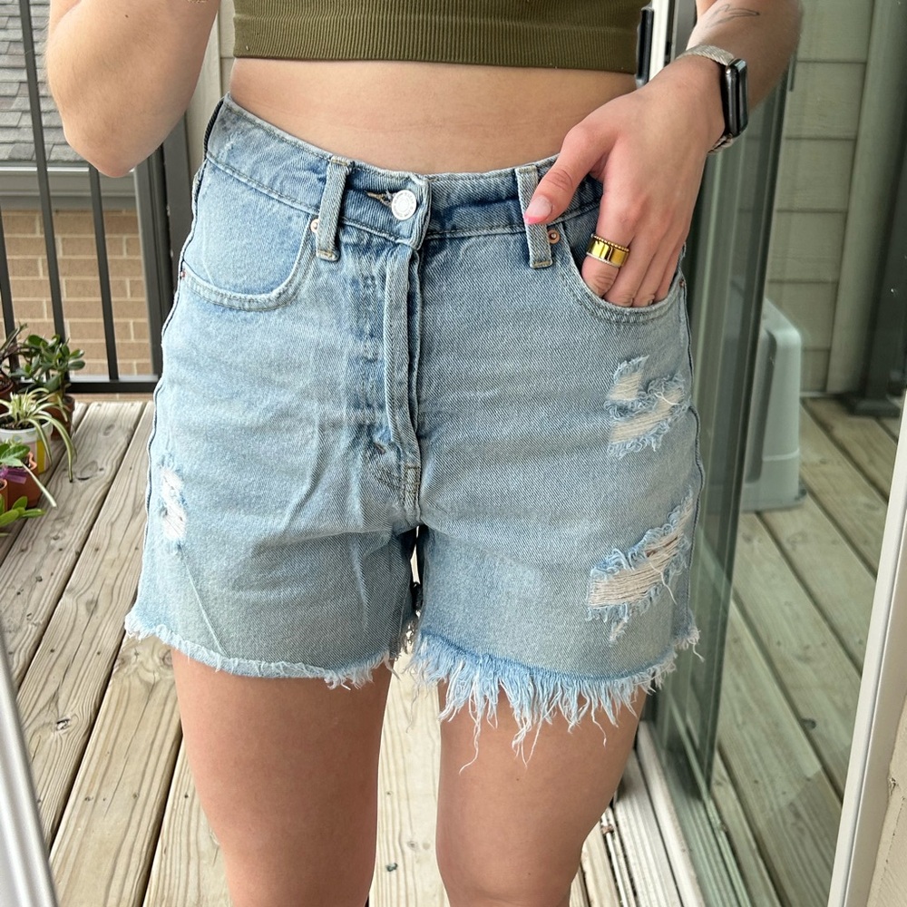 Wild Fable Blue Distressed Jean Shorts